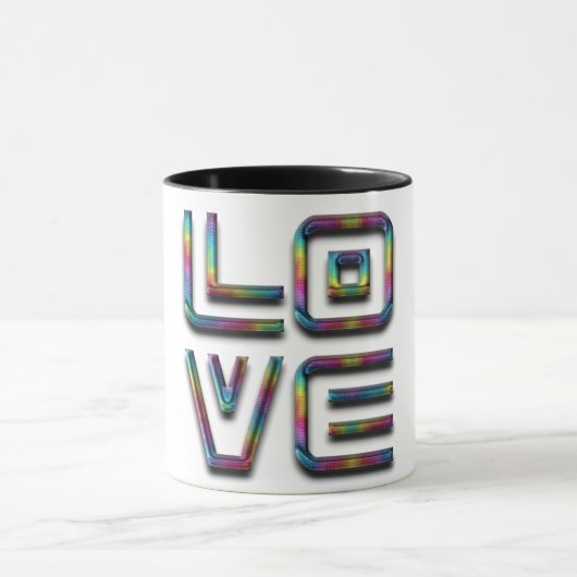 Love Text Rainbow Elegant Typografie Mok (Midden)