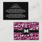 Love Text Routebeschrijving Plaats Kaarten in Plum (Voorkant / Achterkant)