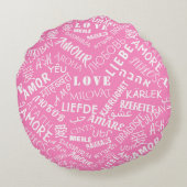 Love Text Roze Ronde Kussen of Kies Kleuren (Achterkant)