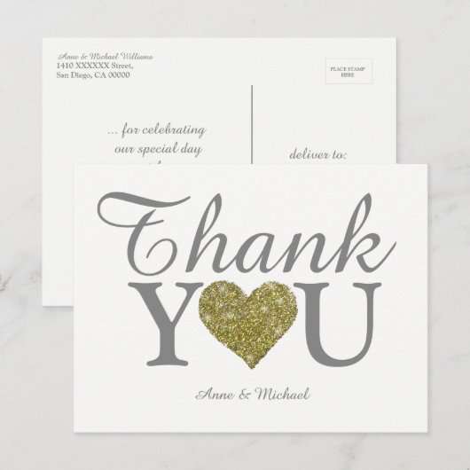 Love & Thank You Leuke bruiloft Briefkaart (Voorkant / Achterkant)