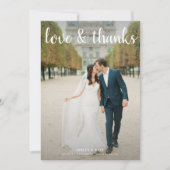 LOVE & THANKS | 2 Foto van Black & White Wedding Bedankkaart (Voorkant)