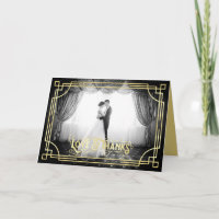 Love & Thanks Art Deco Wedding Photo Thank You