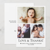 Love & Thanks Baby Baptism Photo Collage Grid  Bedankkaart (Voorkant / Achterkant)
