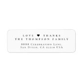 Love & Thanks Family Elegant Minimalist Mailing Etiket (Voorkant)