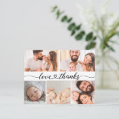 Love & Thanks Multi Photo Baby Birth Announcement  Briefkaart (Staand voorkant)