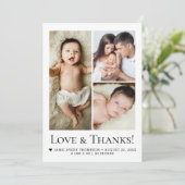Love & Thanks Photo Collage Birth Announcement Bedankkaart (Staand voorkant)