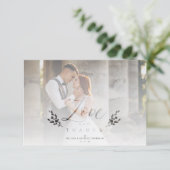 Love & Thanks Photo Wedding Botanical Transparency Bedankkaart (Staand voorkant)