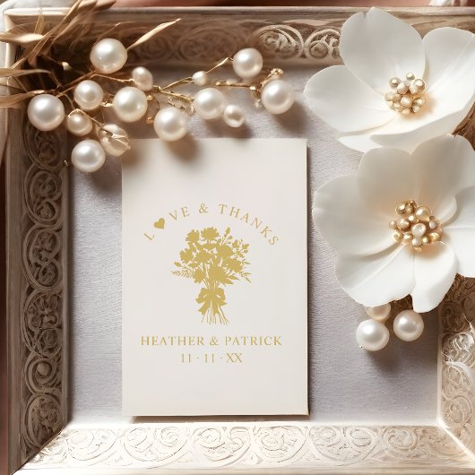 Love & Thanks Quote Wedding Bouquet Silhouette Rubberstempel