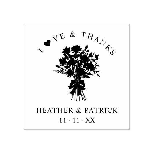 Love & Thanks Quote Wedding Bouquet Silhouette Rubberstempel (Afrduk)