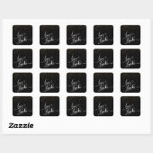 Love & Thanks Script, Gouden Confetti op Zwart, 2 Vierkante Sticker (Vel)