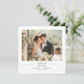 Love & Thanks Simple Modern Wedding Photo Square Bedankkaart (Staand voorkant)