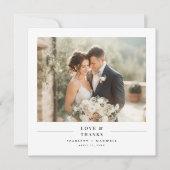 Love & Thanks Simple Modern Wedding Photo Square Bedankkaart (Voorkant)