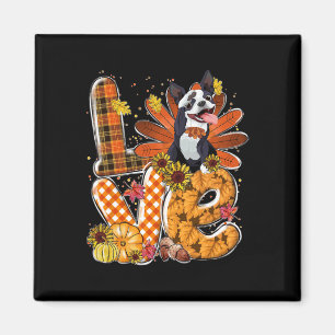 Love Thanksgiving Schattige Boston Terrier Turkije Magneet