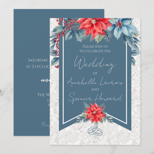 Love That Blooms in Winter Wedding Kaart (Voorkant / Achterkant)