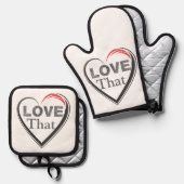 Love That Oven Mitt & Pot Holder Ovenwant & Pannenlap Set (Voorkant / Achterkant)