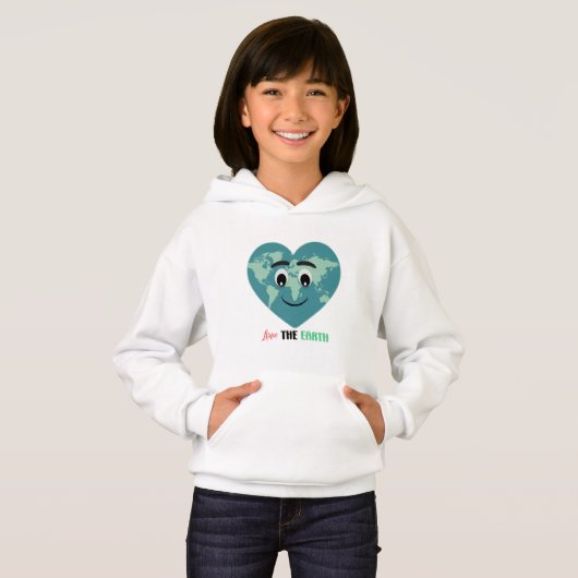 Love The Earth Cute Heart World Hoodie (Voorkant volledig)
