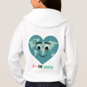 Love The Earth Cute Heart World Hoodie (Achterkant)