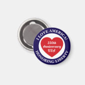 Love the USA Patriotic Red White Blue Heart 250th Magneet (Voorkant / Achterkant)