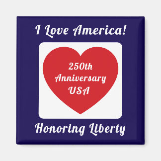Love the USA Patriotic Red White Blue Heart 250th Magneet