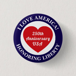 Love the USA Patriotic Red White Blue Heart 250th Ronde Button 3,2 Cm