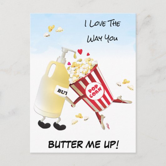 Love The Way You Butter Me Up Popcorn Love Dating Briefkaart (Voorkant)