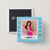 Love Them Both Pro-Life – Eer het Leven Vierkante Button 5,1 Cm (Voorkant /achterkant)