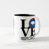 LOVE Thermapolis 11oz Tweekleurige Koffiemok (Voorkant rechts)