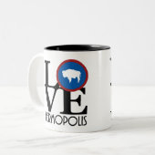 LOVE Thermapolis 11oz Tweekleurige Koffiemok (Voorkant links)