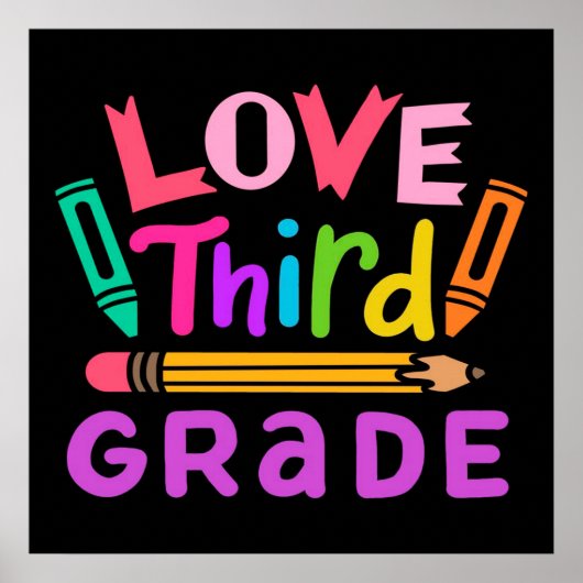 Love Third Grade | Cute Gift | Voor de school Poster (Voorkant)