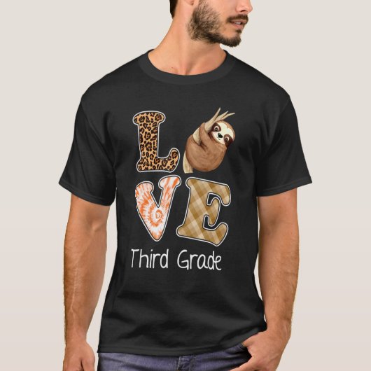 Love Third Grade Sloth 3rd Grade Teacher Back to S T-shirt (Voorkant)