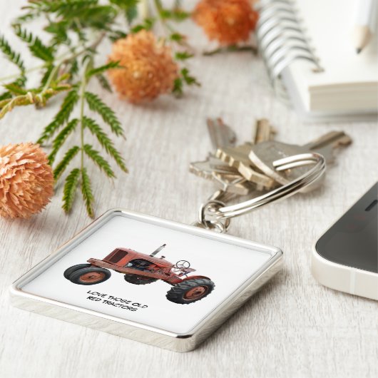 Love Those Old Red Rustic Tractors Keychain (Zijkant)