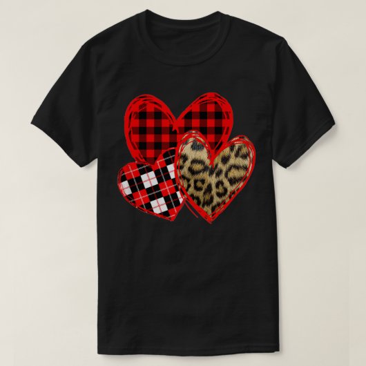 Love Three Hearts Leopard Buffalo Play Valentijn' T-shirt (Design voorkant)