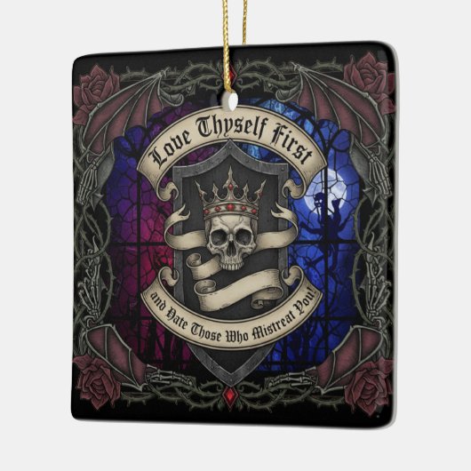 Love Thyself First Keramisch Ornament (Links)