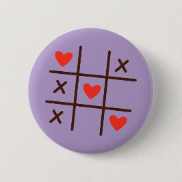 Love Tic-Tac-Toe Hearts Button — Cute Valentine's 