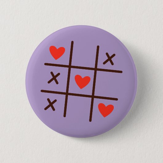 Love Tic-Tac-Toe Hearts Button — Cute Valentine's (Voorkant)