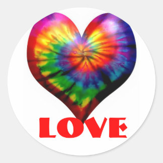 LOVE TIE DYE HEART STICKER!! RONDE STICKER