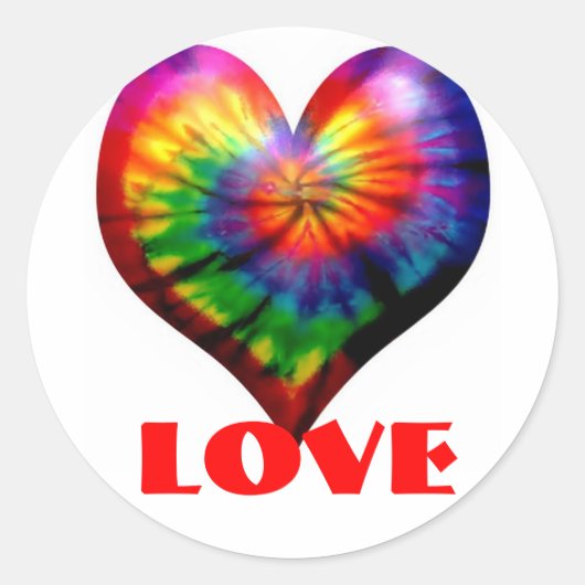 LOVE TIE DYE HEART STICKER!! RONDE STICKER (Voorkant)