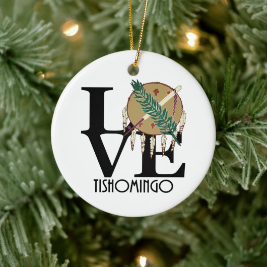 LOVE Tishomingo Oklahoma Keramisch Ornament (Boom)