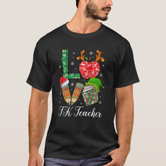LOVE TK kerstleraar Pajama Pencil Apple Book T-shirt (Voorkant)