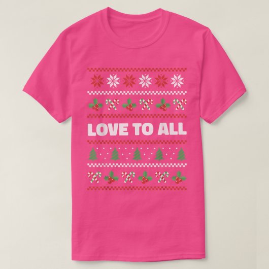 Love to All Ugly Christmas Sweater Candy Canes Xma T-shirt (Design voorkant)