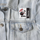 Love to Bowl | Personaliseren Vierkante Button 5,1 Cm (In situ)