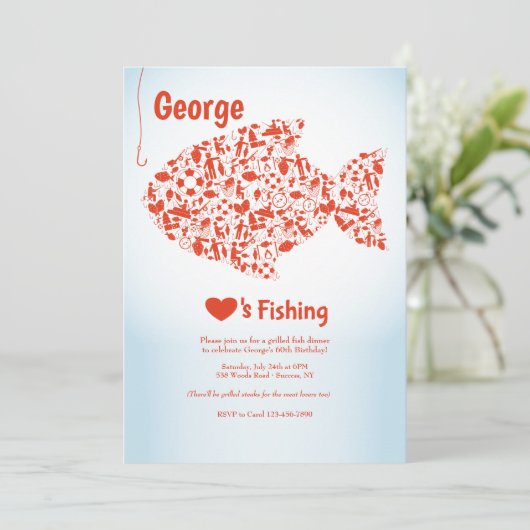 Love to Fish Party Uitnodiging (Staand voorkant)