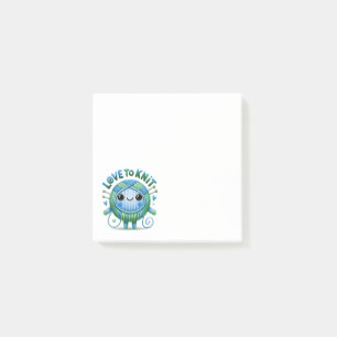 Love to Knit Quote Schattige Blauw Groen Ballengar Post-it® Notes