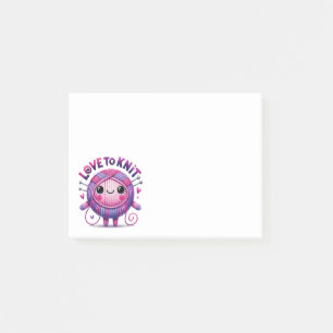 Love to Knit Quote Schattige Roze Paarse Bal Garen Post-it® Notes