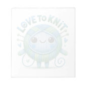 Love to Knit Quote Schattigee Blauw Groene Bal van Notitieblok (Voorkant)