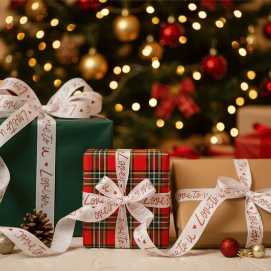 Love to U white and red Grosgrain Lint