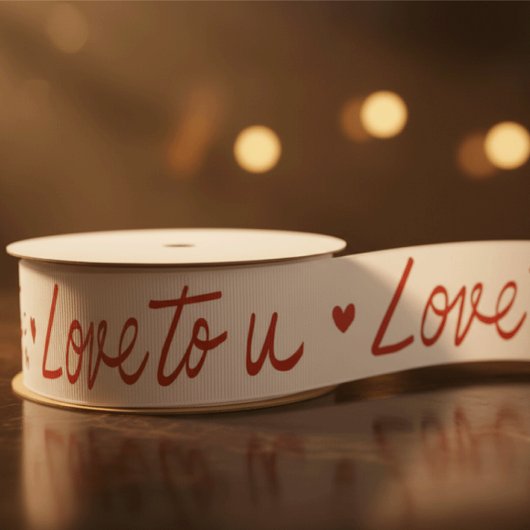 Love to U white and red Grosgrain Lint
