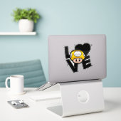 Love Toad - Geel Sticker (Laptop op bureau)