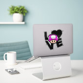 Love Toad - Roze Sticker (Laptop op bureau)