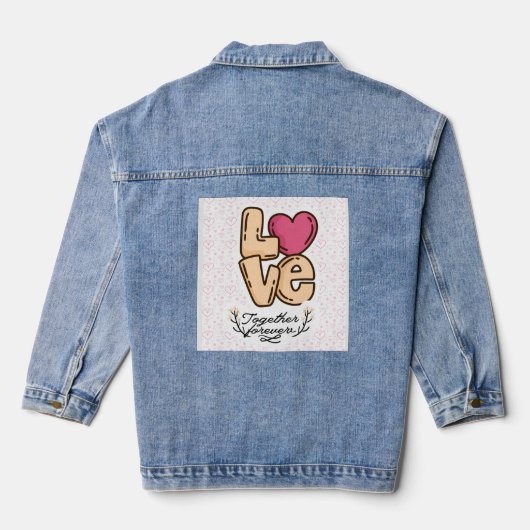 Love Together Forever Quote Denim Jacket (Achterkant)